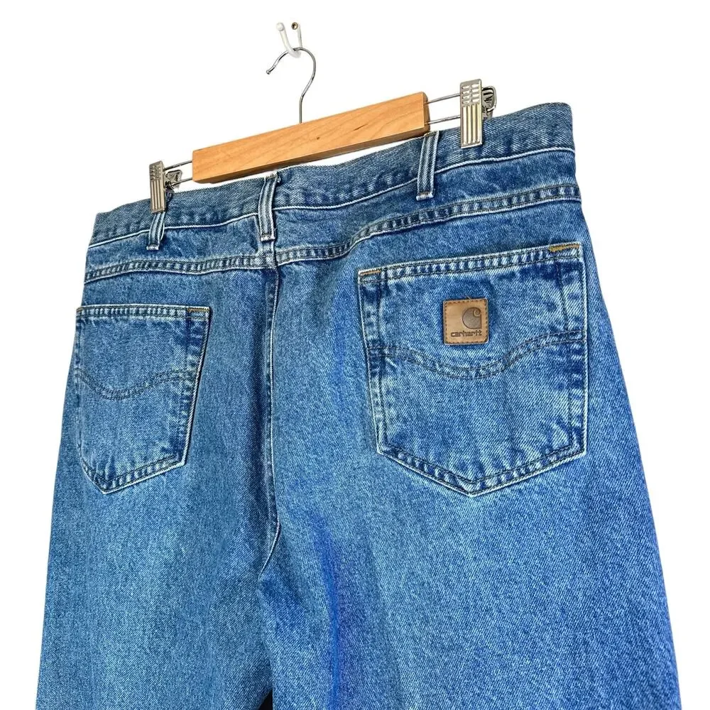 Carhartt B18 Traditional Fit Tapered Denim Jeans Stonewash Medium Blue 40x30